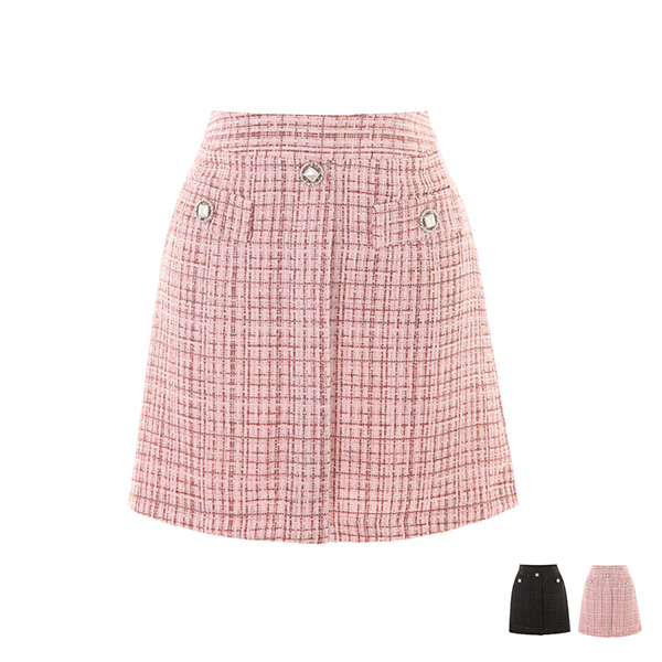sk4412 핀턱 디테일이 돋보이는 A라인 울 트위드 미니 스커트 skirt