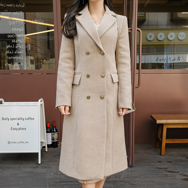 ct1262 프리미엄 퀄리티로 제작된 금장 더블단추 세미 A라인 보카시 롱코트 coat