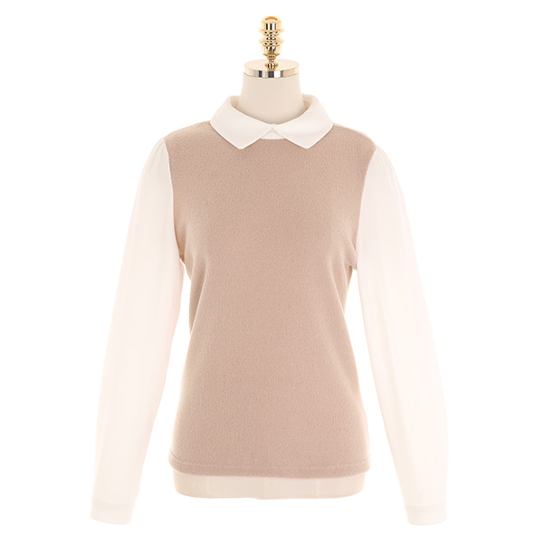 bs5534 따뜻한 기모 소재로 완성된 배색 카라 블라우스 blouse