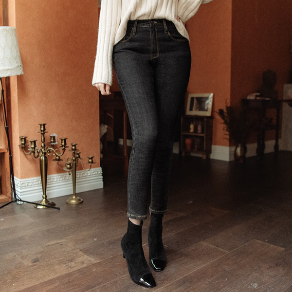 ps2485 어디에나 매치하기 좋은 흑청 컬러의 기모안감 생지 스키니진 pants