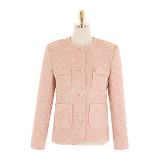 매력적인 컬러감의 4포켓 라운드넥 트위드 자켓 jacket