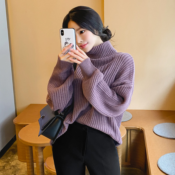 nt2473 보호본능 일으키는 여리여리한 루즈핏의 베이직 골지 터틀넥 니트 knit