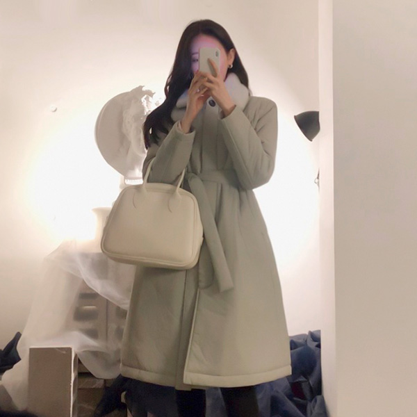 jp355 데일리로 입기 좋은 페이크퍼 카라넥 포인트의 히든버튼 롱점퍼 jumper
