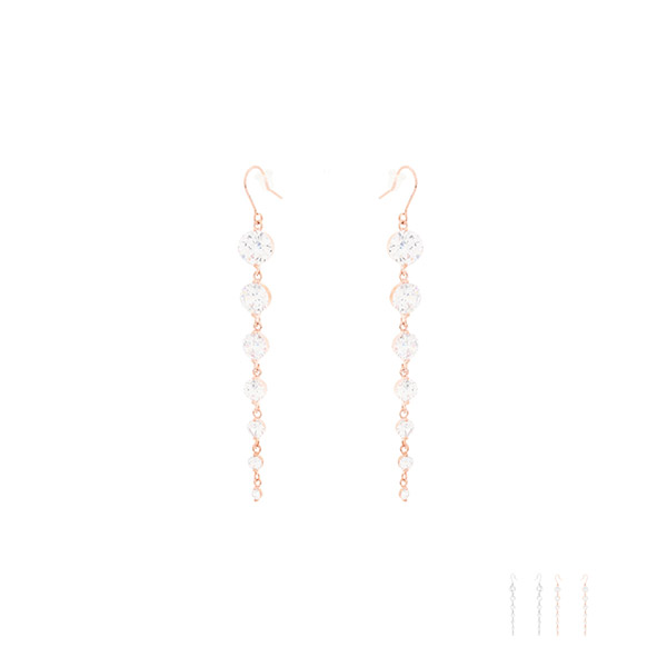 ac4833 화려한 7단 큐빅 장식의 스페셜 드롭 이어링 earring