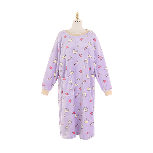op10291 실용적인 파우치 세트 구성의 별과달 패턴 원피스 수면잠옷 dress