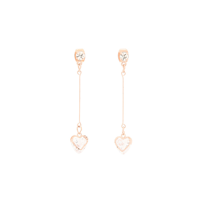 로맨틱한 하트 큐빅 포인트의 롱드롭 이어링 earring