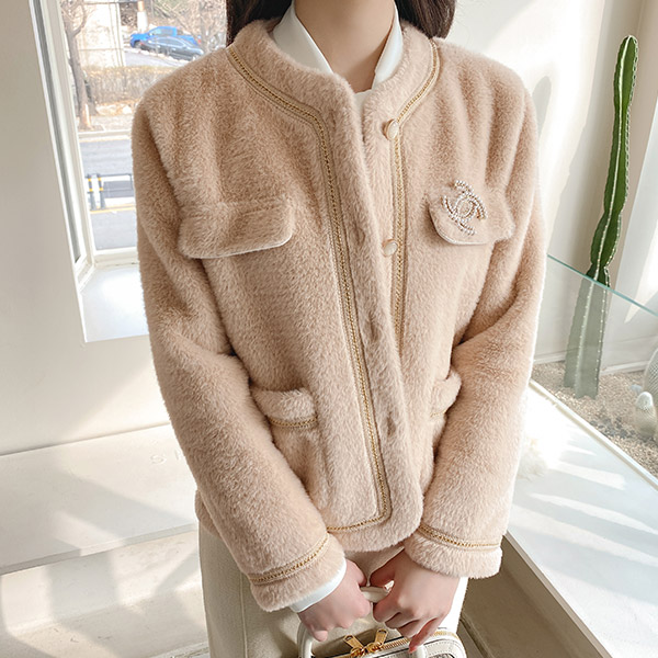 jk1390 뮤렌 골드 체인 퍼 자켓