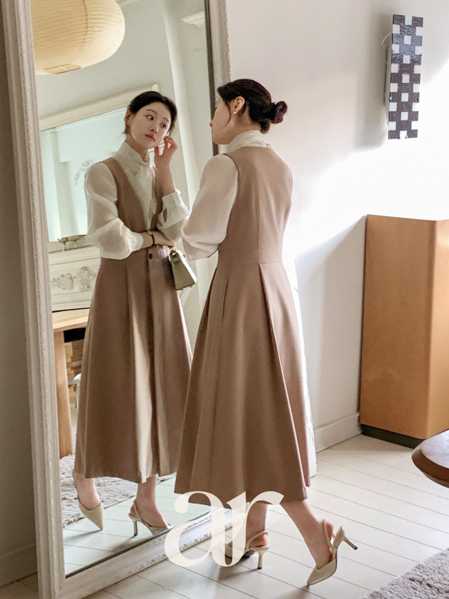 ヒドゥンボタン フレア ロングワンピース | 韓国レディース