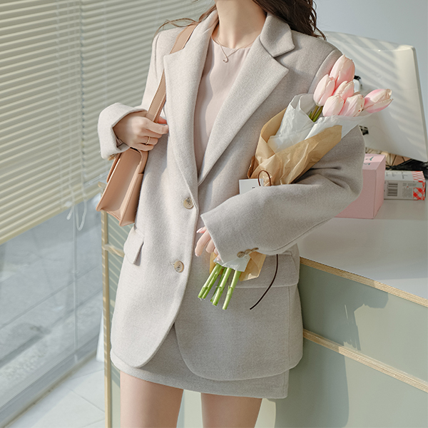 jk1419 부드러운 터치감과 깔끔 베이직한 실루엣의 울혼방 테일러드 싱글자켓 jacket
