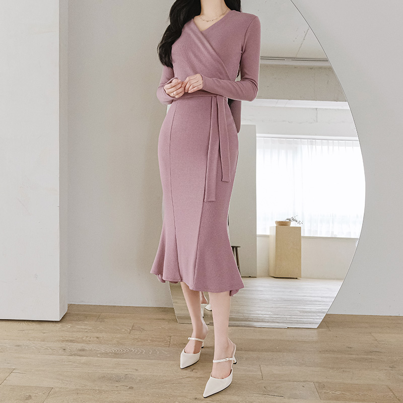 헬링 머메이드 랩 원피스 벚꽃룩