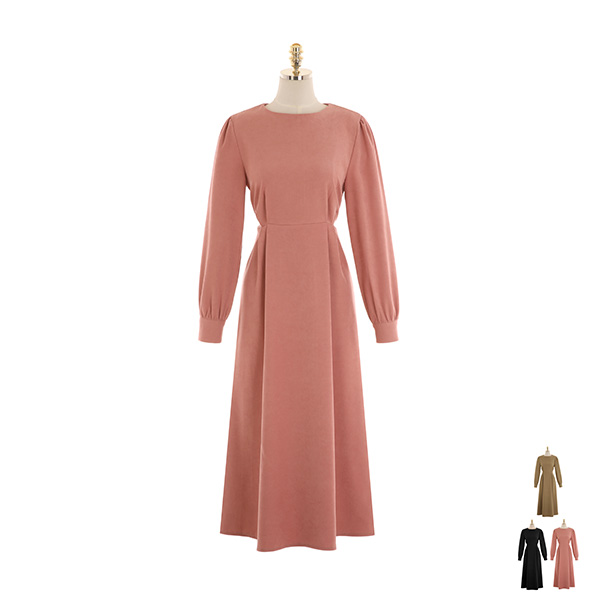 op10603 부드러운 피치기모 패브릭으로 제작된 핀턱 포인트의 플레어 롱원피스 dress