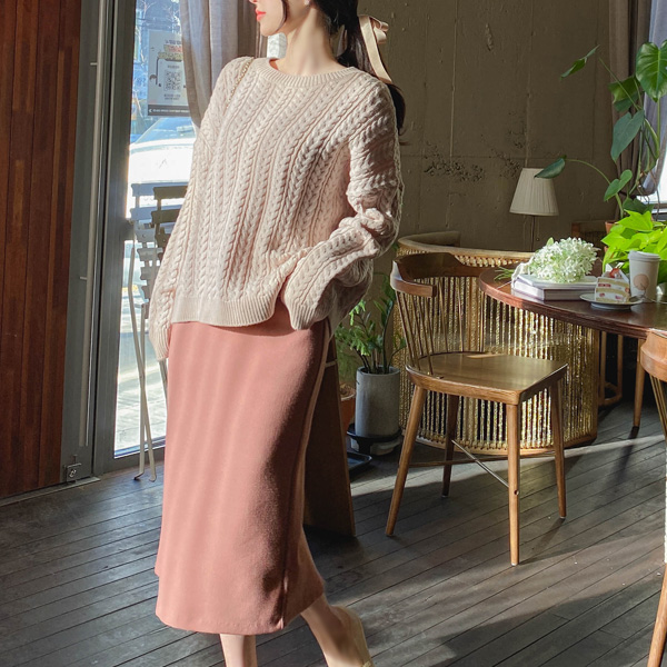 sk4569 베이직한 디자인의 하이웨스트 H라인 뒷트임 롱 스커트 skirt