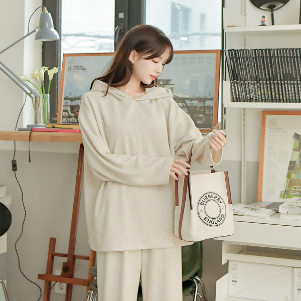 ts2342 꾸안꾸 무드의 보카시 후드 골지 루즈핏 티셔츠 tee