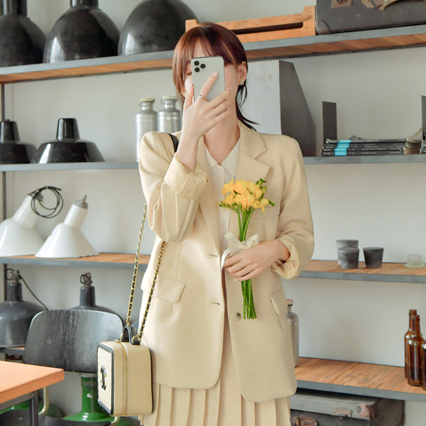 jk1440 화사한 컬러감의 테일러드카라 투버튼 하프 자켓 jacket