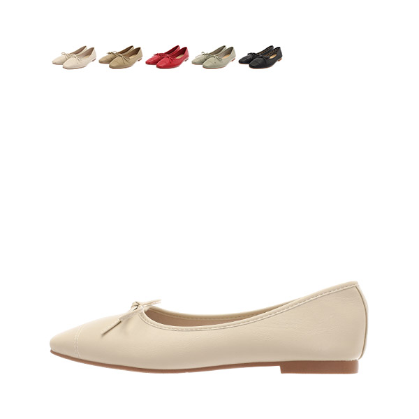 sh2200 발레리나를 연상시키는 단아한 무드의 슬림 앞코 리본 포인트 플랫슈즈 shoes