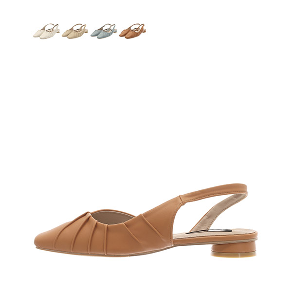 sh2210 세련된 디자인의 우아한 셔링 디테일의 원형굽 슬링백 플랫슈즈 shoes