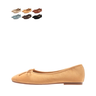 6가지 컬러구성의 소프트한 스웨이드 리본 포인트 컬러 플랫슈즈 shoes