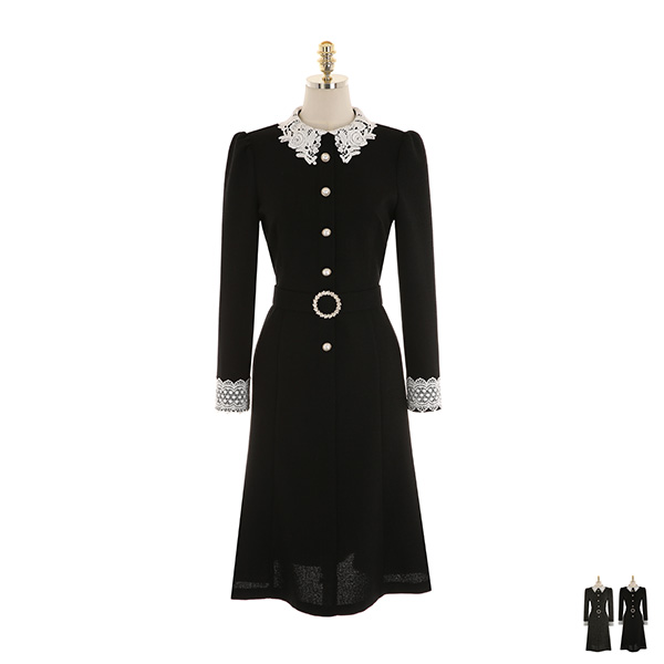 op10657 감각적인 레이스 카라넥으로 제작된 벨트 세트 머메이드 미디원피스 dress