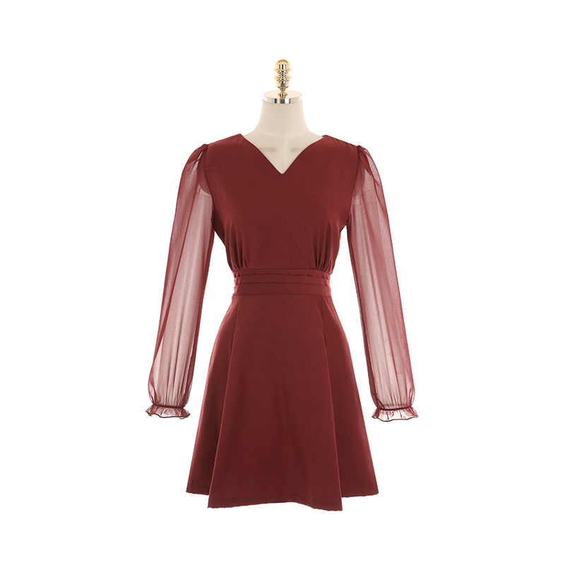 スエード切替シアーフレアミニワンピース 韓国レディースファッション通販attrangs アットランス