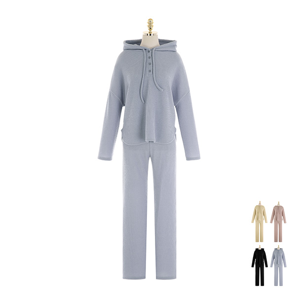 op10695 편안하게 입기 좋은 골지 후드티와 팬츠 투피스 세트 two piece set