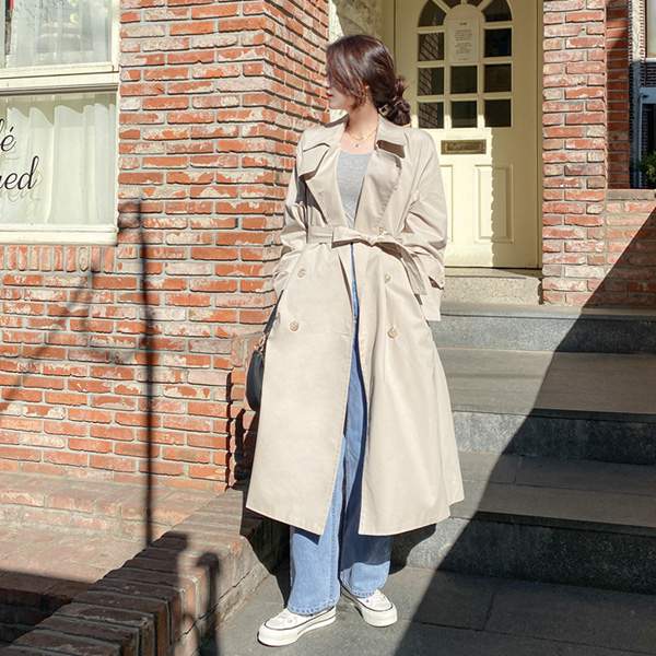 ct1310 스타일리시한 오버핏 실루엣의 스트랩세트 더블버튼 트렌치 롱코트 coat