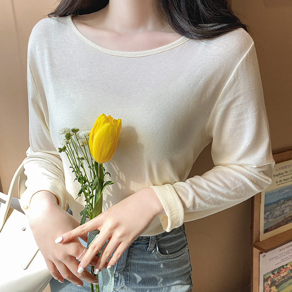 ts2363 여리여리한 쇄골라인을 선사하는 입술넥 무지 소프트 티셔츠 tee