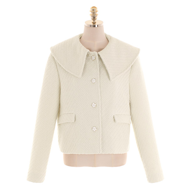 jk1454 러블리한 무드의 세일러 빅 카라 울 혼방 트위드 숏 자켓 jacket