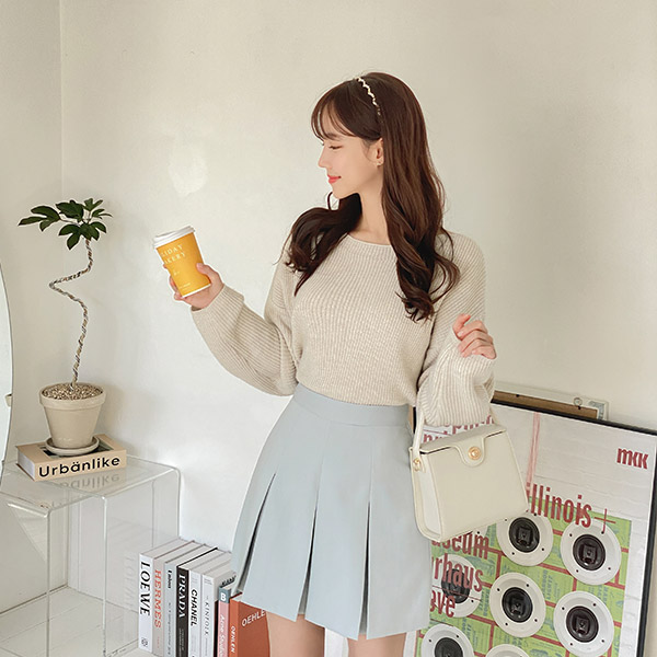 sk4627 러블리한 디자인의 세미 A라인 플리츠 미니 스커트 skirt