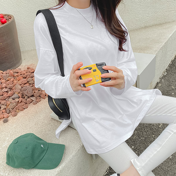 op10756 매일 입고싶어질 사이드슬릿 라운드넥 롱 티셔츠와 레깅스 투피스 세트 two piece set