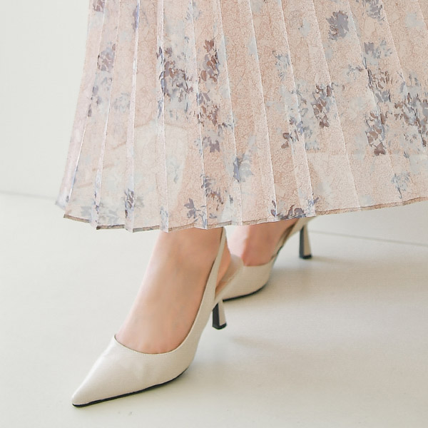 sh2222 심플한 디자인으로 다양한 룩에 매치 가능한 스틸레토 벨티드 슬링백 플랫 힐 shoes
