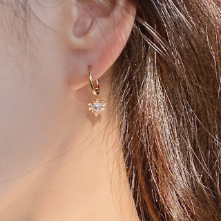 러블리한 하트 펜던트 포인트의 미니 드롭 링 이어링 earring