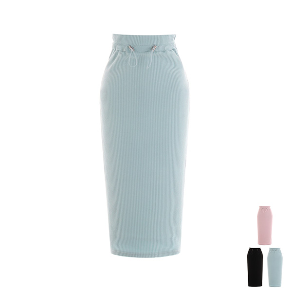 sk4601 소프트한 터치감으로 완성된 스트링 니트 골지 H라인 롱스커트 skirt