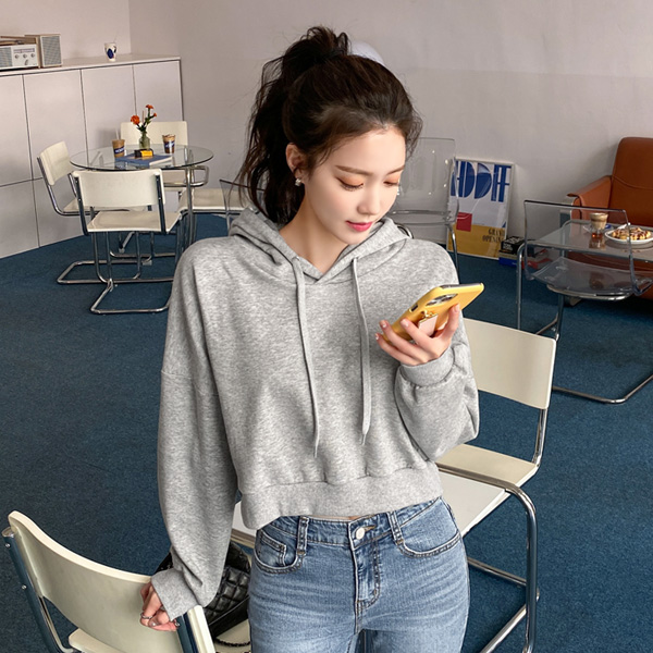ts2382 캐쥬얼한 데일리 맞춤형 10컬러 구성의 솔리드 크롭 후드티 tee