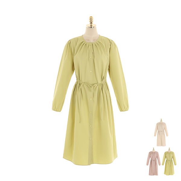 op10716 내추럴한 무드의 코튼 소재로 제작된 스트링 A라인 롱원피스 dress