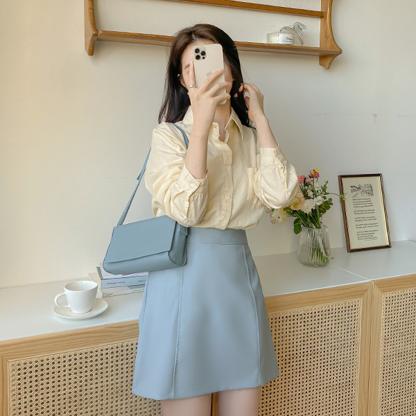 bs5743 봄 느낌 가득한 7가지 은은한 파스텔 컬러감의 워싱 코튼 베이직 셔츠 blouse