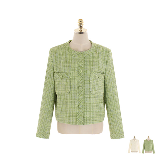 jk1464 유니크한 컬러감의 트위드 소재로 제작된 노카라 자켓 jacket