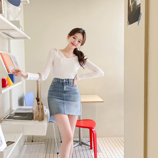 ts2392 다양한 연출이 가능한 나시 세트 슬림핏 언발 골지 티셔츠 tee