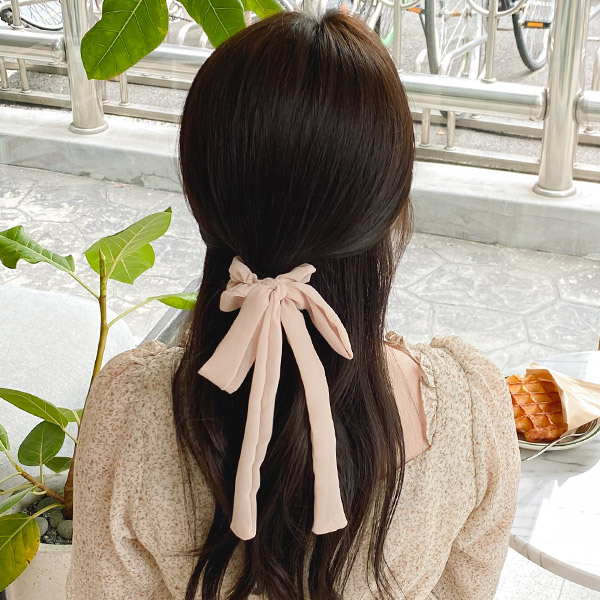 ac4951 걸리쉬한 감성을 담은 리본 드롭 쉬폰 곱창 헤어밴드 hairband