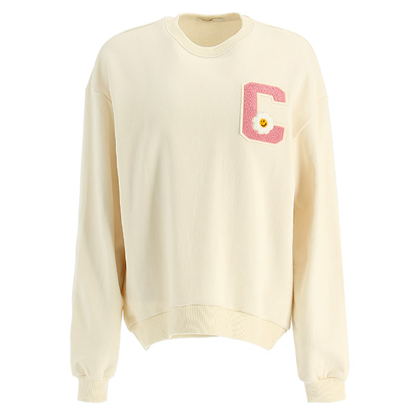 ts2412 캐쥬얼한 무드가 돋보이는 레터링 포인트 루즈핏 패치 맨투맨 tee