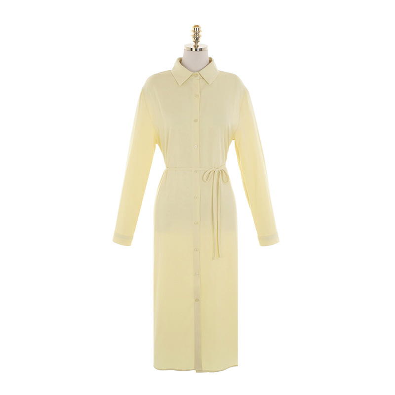산뜻한 컬러감의 벨트 세트 오버핏 롱 H라인 셔츠원피스 dress