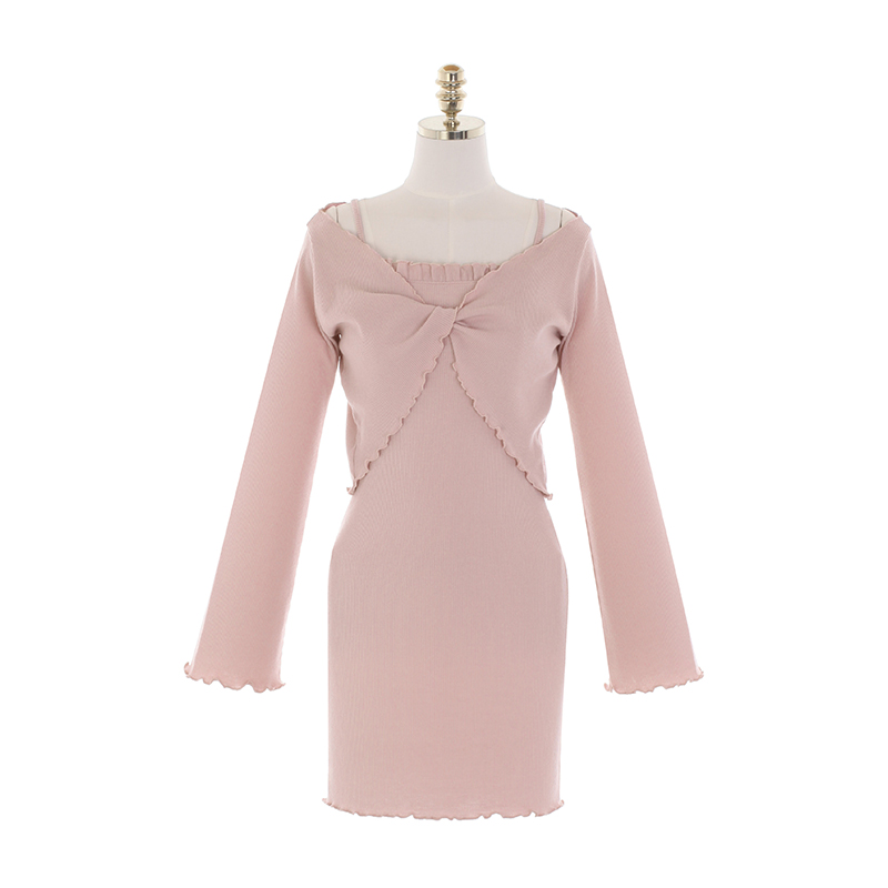st1002 글램한 바디라인을 연출해줄 나시 원피스와 꼬임 크롭 가디건 세트 cardigan set