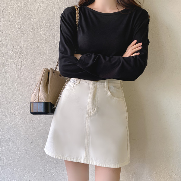 sk4711 다양한 룩에 매치하기 좋은 베이직 세미A라인 미니 스커트 skirt