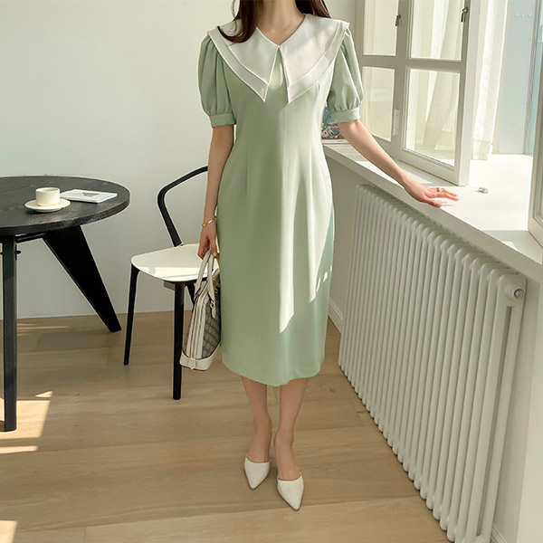 op11126 로맨틱 클래식 감성의 멜로 더블카라 롱원피스 dress