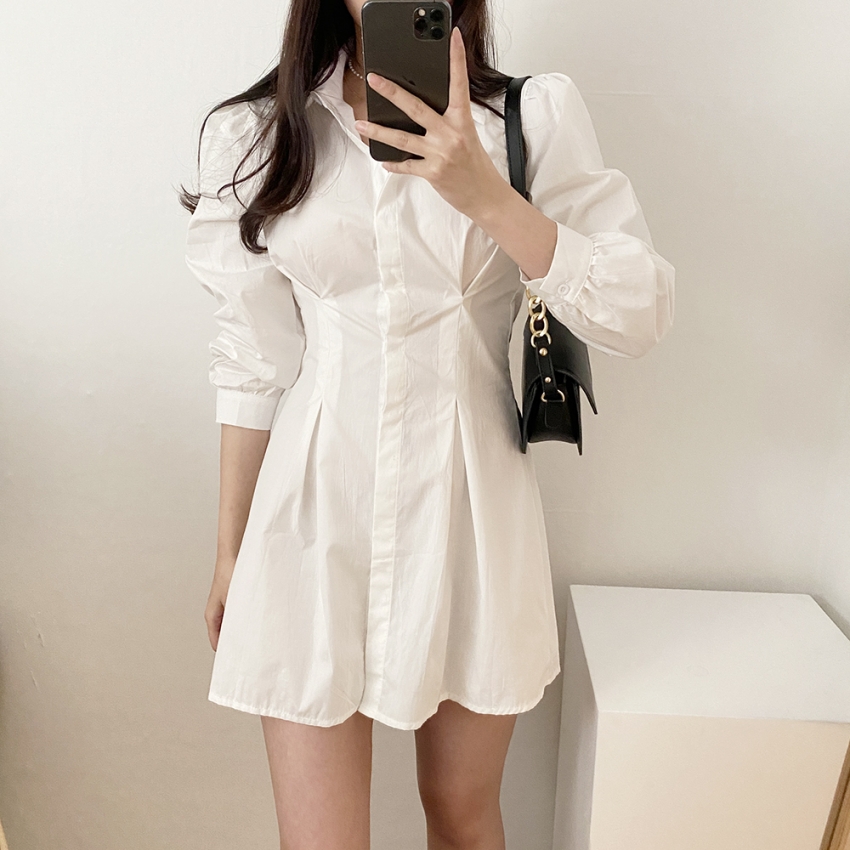op11141 셔링 핀턱 미니 셔츠원피스