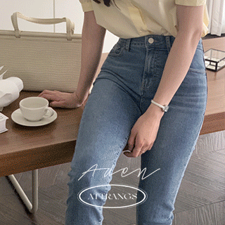 아덴 쫀쫀 깔끔일자핏 히든밴딩 데님팬츠