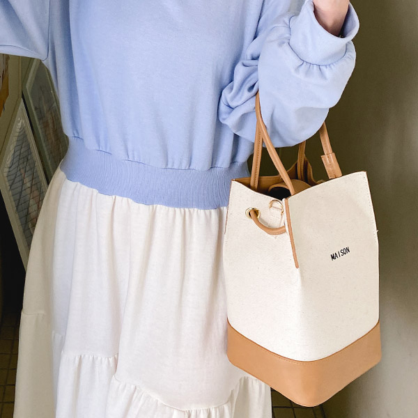bg1267 데일리한 스퀘어 쉐입의 패브릭 토트 백 bag