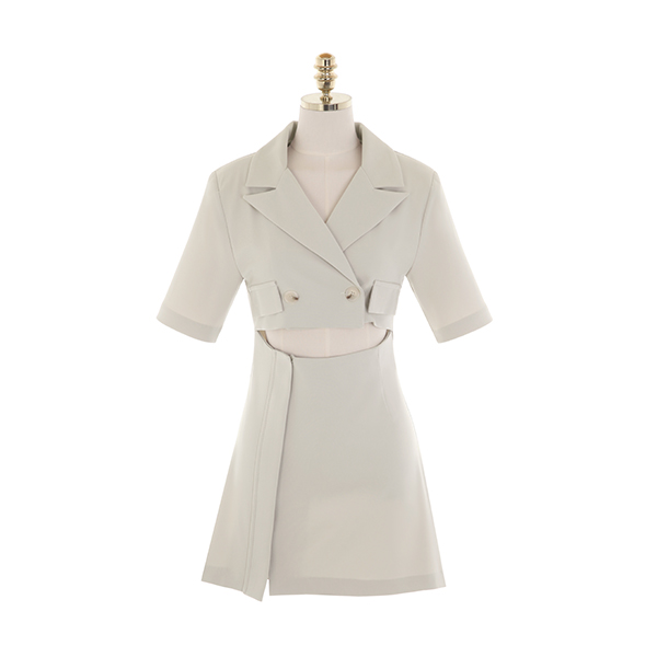op11174 페미닌한 무드의 허리 트임 포인트 자켓 미니 랩 원피스 dress