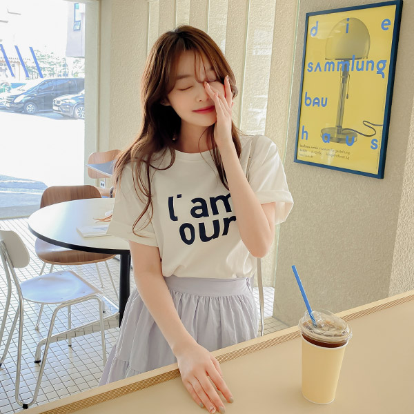 ts2480 아우어 레터링 포인트 반팔 티셔츠