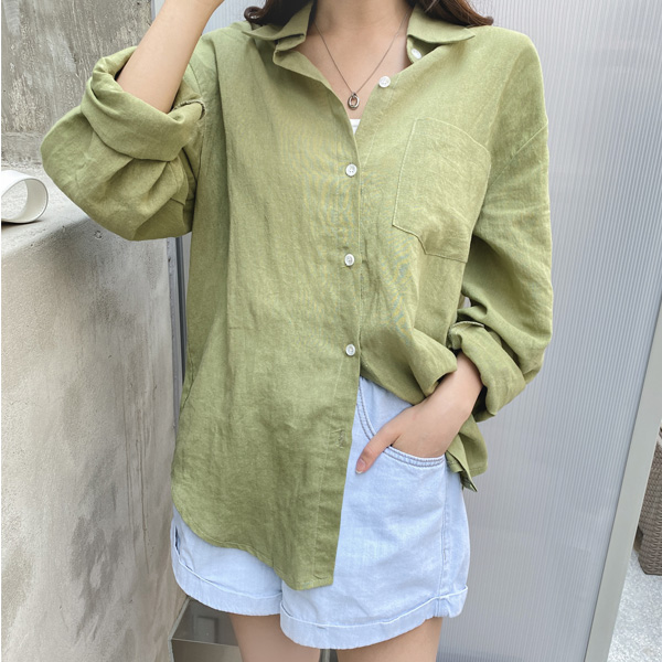 bs5937 데일리하게 입기 좋은 라이트한 린넨소재의 베이직 셔츠 blouse