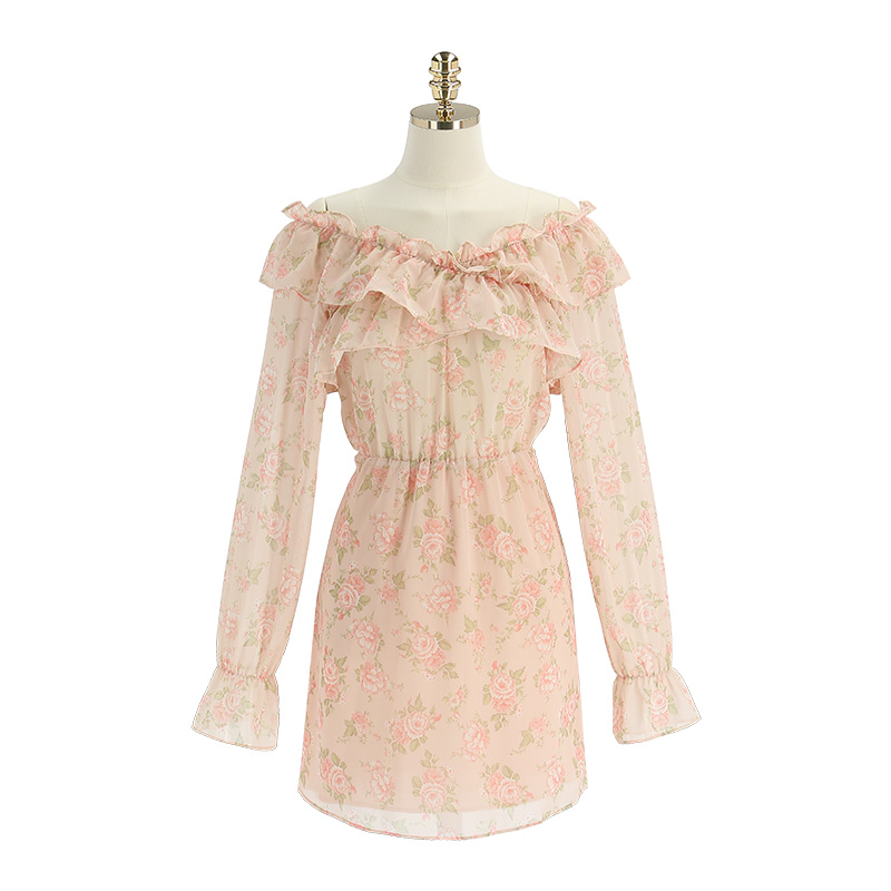 花柄オフショルダーフリルワンピース 韓国レディースファッション通販attrangs アットランス